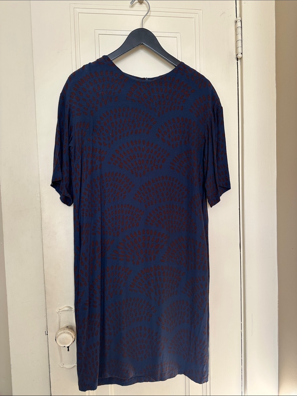Marimekko navy and brown shift dress sz34
